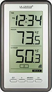 La Crosse Technology Indoor/Outdoor Temperature WS-9160U-IT Digital Thermometer, Titianium