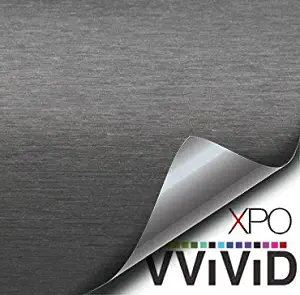 VViViD XPO Gunmetal Grey Brushed Metallic Steel Vinyl Wrap Roll with Air Release Technology (6ft x 5ft (Hood, Roof or Trunk Wrap Kit))