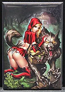 Sexy Red Riding Hood Pinup Refrigerator Magnet.