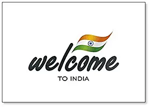 Welcome to India Inscription with Flag Fridge Magnet
