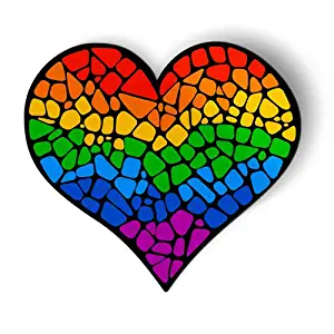 AK Wall Art Mosaic Rainbow Heart Gay Pride - Magnet - Car Fridge Locker - Select Size