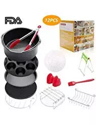 8 inch Air Fryer Accessories 12 Pcs for Gowise Phillips Cozyna Airfryer XL 4.2QT-5.8QT, Deep Fryer Accessories Set of 12
