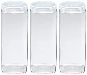 Silicook Clear Plastic Jar, Set of 3-40oz, Square Shaped, Transparent, Food Storage Container, Kitchen & Household Organization for Dry goods, Spices, Vegetables, Ingredients and More