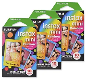 Fujifilm Instax Mini Film for Instant Film Camera - Rainbow, 10 Sheets/Pack x 3(Total 30 Sheets)