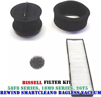 Bissell Rewind Smart Clean/ Power Clean/ Power Helix Filter Replacement Kit. Includes All 4 Filters. For Models 58F8/ 84G9/ 18M9.