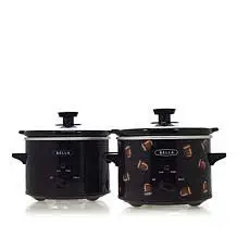 Bella 2-Pack 1.5-Quart Slow Cookers - Black Football