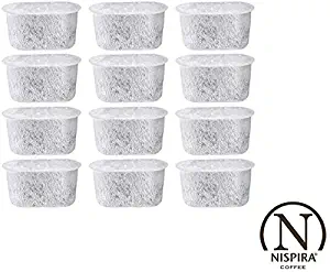 12 NISPIRA Replacement Activated Charcoal Water Filters for Coffee Machines, Compared to Cuisinart DCC-RWF
