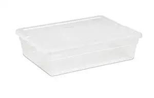 STERILITE 28 Qt White Lid w/Clear Base Storage Box, (10 Pack)