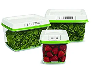 Rubbermaid FreshWorks Produce Saver 3-piece Set 2 x Large (17.3 cups / 4.0L), 1 x Medium (6.3 cups / 1.5L)
