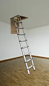 Youngman 301000 Telescopic Loft Ladder Aluminium 2.6 Metres / 8.53 Feet, Silver, 86 x 48 x 12 cm