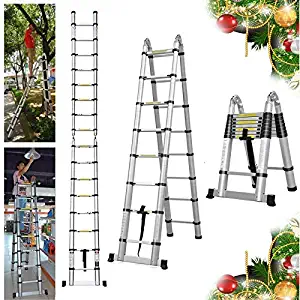 16.5FT Extension Telescopic A-Frame Ladder 16 Feet Multi-Purpose Aluminum Portable Ladder 330lb Loading EN131 Certified