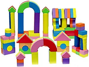 Click N' Play Non-toxic Foam Blocks, Building Block and Stacking Block, Amazing As Bath Toys, 60 Count with Carry Tote