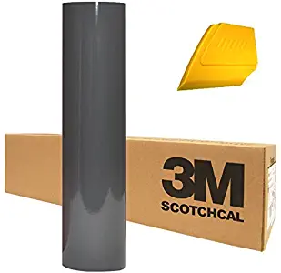 3M Scotchcal Electrocut Gloss Adhesive Graphic Vinyl Film 12" x 24" Roll 2-Pack w/Hard Yellow Detailer Squeegee (Nimbus Grey)