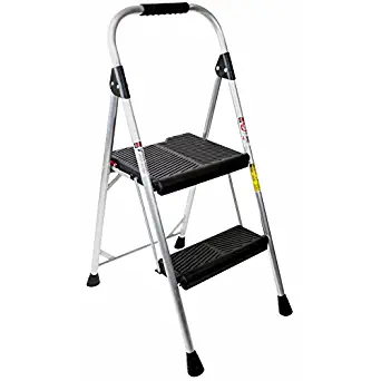 Werner 2-Step 225-lbs Capacity Silver Aluminum Foldable Step Stool