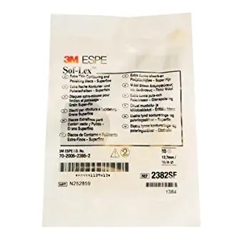 3M ESPE 2382SF Sof-Lex Extra-Thin Contouring and Polishing Discs Refill, Superfine, 1/2" Diameter, 0.375" Width, Yellow (Pack of 85)