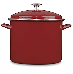 Cuisinart EOS166-30R Enamel Stockpot with Cover, 16-Quart, Red