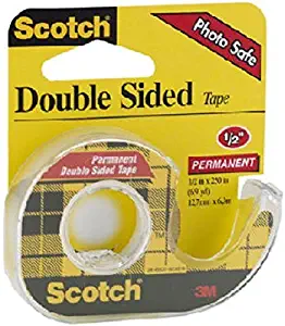 3M Double-Sided Tape with Dispenser, Permanent, 1/2 X 250 Inches, Clear, 6-PACK