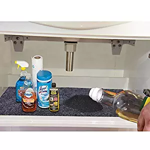 KALASONEER Under The Sink Mat (36'' X 24''), Premium Cabinet Mat – Absorbent/Waterproof/Lightweight/Washable – Protects Cabinets, Contains Liquids (Black)