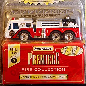 Matchbox Premiere Collection - Limited Edition - World Class Series 7 - Die Cast Hook & Ladder Truck, Springfield Fire Dept.