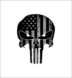 Punisher Skull with White Reflective Eyes Police Officer BLM American Flag Vinyl Decal Sticker Car Truck 4" x 5" …