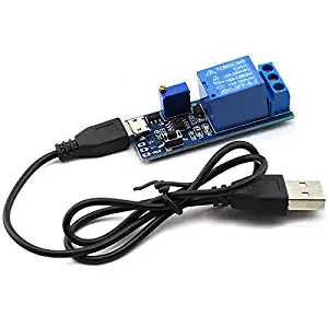 DZS Elec 5V-30V 1 Channel Wilde Voltage 0-24s Adjustable Delay Internal/External Trigger Relay Board with Timer Delay Conduction Delay Circuit Switch with USB to Micro USB Power Line