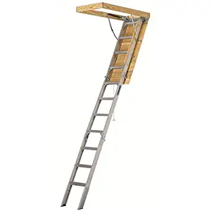 Louisville Ladder 25-1/2 by 54-Inch Elite, 7'8"-10-Foot Ceiling Height, 375-Pound Capacity, Type IAA, AA2510, Aluminum Ladder, attic, x Rough Opening, Silver