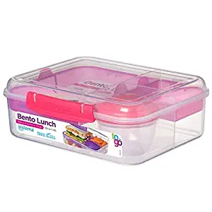 Sistema To Go Collection Bento Box Plastic Lunch and Food Storage Container, 6.9 Cup, Multi Compartment, Color Varies | BPA Free