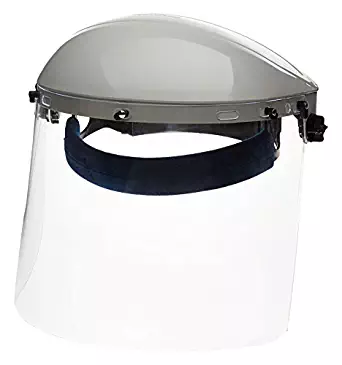 Sellstrom S30120 Advantage Series All-Purpose Face Shield, Clear Polycarbonate Shield, Ratchet Headgear with Blue Comfort Temple Band