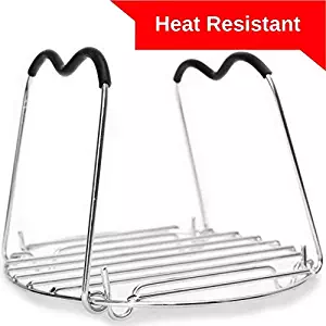 Trivet for Instant Pot with Heat Resistant Silicon Handles - IP Accessories - Pressure Cooker Steamer Rack - Fits 5 / 6 / 8 Quart Instant Pot