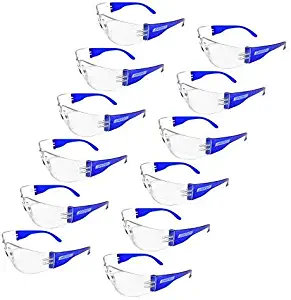 JORESTECH Eyewear Protective Safety Glasses, Polycarbonate Impact Resistant Lens Pack of 12 (Clear/Blue)