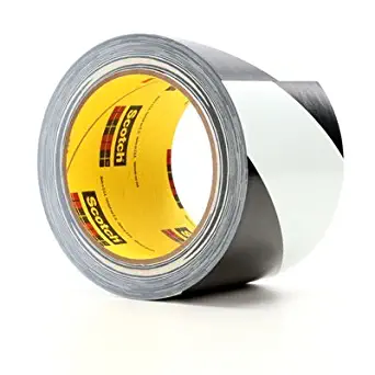 3M 5700 Black / White Warning Tape - Pattern/Text = Striped - 3 in Width x 36 yd Length - 5.4 mil Thick - 03954 [PRICE is per CASE (ROLL x 12)]