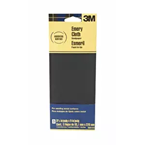 3M Assorted Grit Emery Cloth Sandpaper, 3.67-Inch by 9-Inch, 3-Pack - 5931