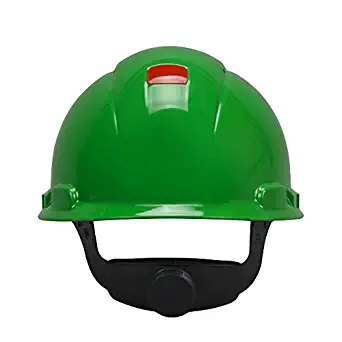 3M Hard Hat with Uvicator H-704V-UV, Vented, Green, 4-Point Ratchet Suspension
