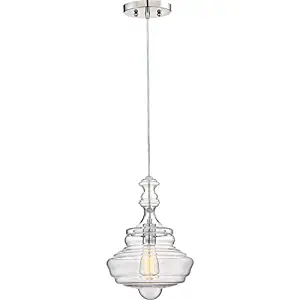 Quoizel QF2047C Morocco Genie Bottle Glass Pendant Ceiling Lighting, 1-Light, 100 Watt, Polished Chrome (14"H x 10"W)