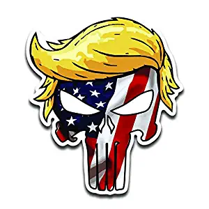 JMM Industries Trumpisher American Flag Vinyl Decal Sticker Car Window Bumper 2-Pack 4-Inches 4-Inches Premium Quality UV-Protective Laminate PDS2047