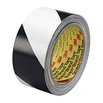 3M 5700 Vinyl Safety Stripe Tape, 5.4 mil Thick, 36 yds Length x 2" Width, Black/White (Pack of 24)