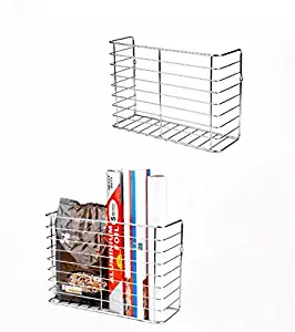 2 Pack Wall Door Mount Kitchen Wrap Organizer Rack,Cabinet Door/Pantry door/Wall Mount Kitchen Storage Organizer Basket