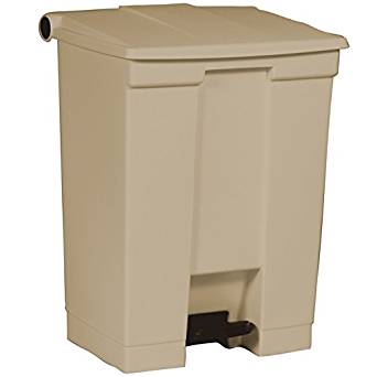 Rubbermaid Commercial Polyethylene 18-Gallon Fire-Safe Step-On Receptacle, Rectangular, Beige