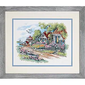 Dimensions 'Cottages bySea' Stamped Cross Stitch Kit, 14'' W x 11'' H