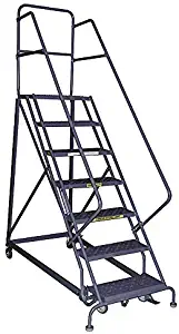 Tri-Arc 11-Step Rolling Ladder, Perforated Step Tread, 146" Overall Height, 600 lb. Load Capacity - KDHS111246