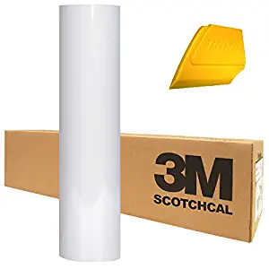 3M Scotchcal Electrocut Gloss Adhesive Graphic Vinyl Film 12" x 24" Roll 2-Pack w/Hard Yellow Detailer Squeegee (White)