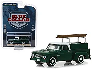 StarSun Depot New 1963 Dodge D-100 Pickup Truck with Ladder Rack Green with White Top Blue Collar Collection Series 5 1/64 Diecast Model Car by Greenlight