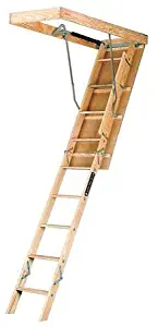 Louisville Ladder L224P 8 ft. 9 in. - 10 ft. Wood Attic Ladder, Type I, 250 lb Load Capacity