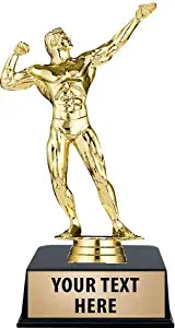 Crown Awards Bodybuilding Trophies with Custom Engraving, 6" Personalized Male Bodybuilder Trophy On Black Base Prime