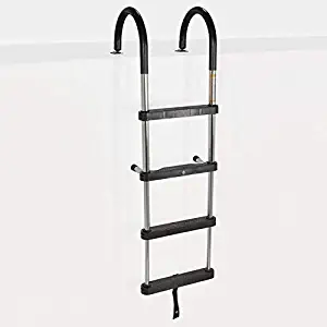 RecPro Marine PONTOON BOAT LADDER HEAVY DUTY 316SS 4 STEP REMOVABLE TELESCOPING BOARDING LADDER SSL-B4B