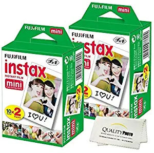 Fujifilm INSTAX Mini Instant Film 4 Pack 40 Sheets (White) for Fujifilm Mini 8 & Mini 9 Cameras + Quality Photo Microfiber Cloth