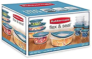 Rubbermaid 26 Piece Flex & Seal with Leak Proof Lids, Easy to find, snaps right on to the bases, Blue