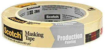 3M Scotch 2020 Painters Masking Tape, 20 lbs/in Tensile Strength, 60 yds Length x 1" Width, Tan (Pack of 12)