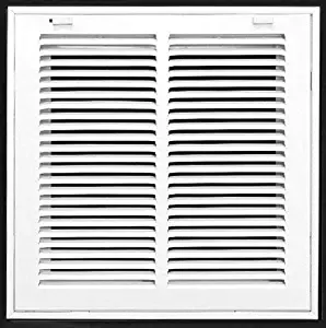 12" X 12" Steel Return Air Filter Grille for 1" Filter - Removable Face/Door - HVAC DUCT COVER - Flat" Stamped Face - White [Outer Dimensions: 14.5 X 13.75]