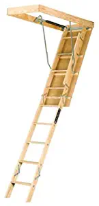 Louisville Ladder 25.5-by-54-Inch Wooden Attic Ladder, Fits 8-Foot 9-Inch to 10-Foot Ceiling Height, 250-Pound Capacity, L254P